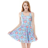 3 Patterns Women Blue Heart Print Summer Dress Blue Pink 3D Print Pleated Dresses Above Knee S To 4xL