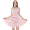 3 Patterns Women Blue Heart Print Summer Dress Blue Pink 3D Print Pleated Dresses Above Knee S To 4xL