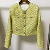3 Pcs Set Skirt Blazer Women's Suit O-Neck Sequined Striped Diamonds Buttons Camis Office Ladies Jackets Blazers Skirt Set 2023
