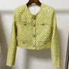 3 Pcs Set Skirt Blazer Women's Suit O-Neck Sequined Striped Diamonds Buttons Camis Office Ladies Jackets Blazers Skirt Set 2022
