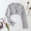 3 Pieces Women Blazer+Vest+Skirt Set Vintage Stylish Vest Notched Jacket Bandage Long Sleeve Blazer Folds Skirts Outerwear