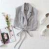 3 Pieces Women Blazer+Vest+Skirt Set Vintage Stylish Vest Notched Jacket Bandage Long Sleeve Blazer Folds Skirts Outerwear