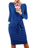 2023 Fall Dresses for Women Casual Long Sleeve Belted Party Bodycon Sheath Pencil Dress
