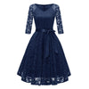 38# Women's Dresses Women's Simple Sexy Retro Princess dress Floral Lace Bow Cocktail V-neck Party Slanted Dress