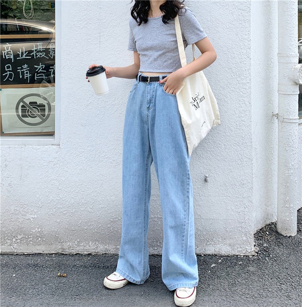3853  2022  women spring and autumn net red hyuna style mopping jeans