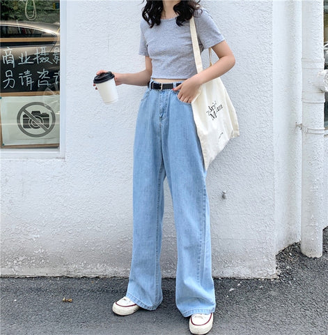 3853  2022  women spring and autumn net red hyuna style mopping jeans