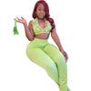 3D Flower Stitching Women 2 Piece Set Halter Sleeveless Tank Top + Flare Pants Matching Set 2023 Spring Workout Activewear