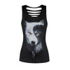 3D Wolf Printed Women Fitness Camisole Tank Tops Sleeveless T Shirts Tees Gothic Punk Rock Sporting Clothes Strap Vest