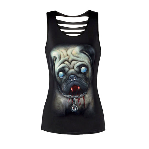 3D Wolf Printed Women Fitness Camisole Tank Tops Sleeveless T Shirts Tees Gothic Punk Rock Sporting Clothes Strap Vest