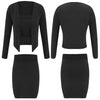 3Pcs/Set Women Autumn Winter Sexy Knitted Tube Top Sweater Cardigan Mini Skirt