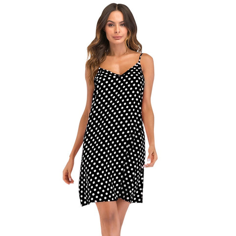 3XL 5XL Plus Size Beach Dress Women Vintage Polka Dot Dress Sleeveless Backless Mini Slip Dress casual summer strap dress female