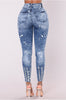 3XXL big large size Women Skinny Jeans Woman Holes Denim Pants Trousers Women Stretchy Hole long Jeans Pencil Pants