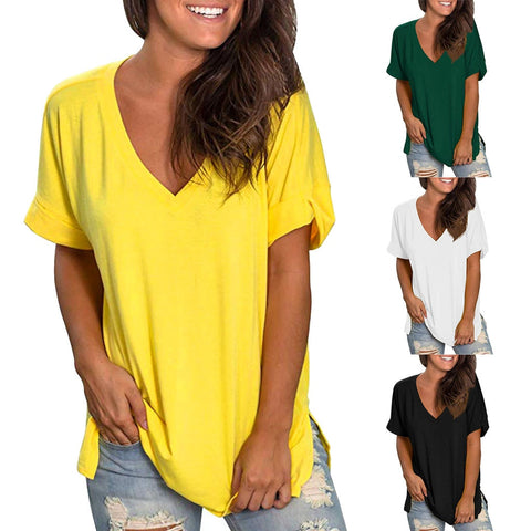 3xl- 5xl Summer V Neck tunic tops Short Sleeve Casual soild Shirt spring blouse women elegant plus size women clothing top mujer