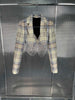 4.25 GuliChic  Women Heavy Industry Rhinestone Tassels Chain Plaid Short Temperament Blazer