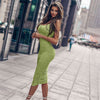 4 Color Summer Women Bodycon Long Dress Casual Sleeveless Draped Slim Fit Sexy Backless Maxi Vestidos 2022 Green