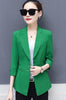 4 Colors Womens Casual Blazer Work Office Lady Suit Slim Three Button 3/4 Sleeve Fitted Open Blazer Black Green White Red  5210