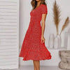 40# Bohe A-line Dress Woman Clothing Elegant Polka Dot Big Swing Short Sleeve V-neck High Waist Dress 2022 Slender Dress Robe