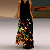 40# Butterfly Printed Sleeveless Long Dress Women V-neck tank Maxi Dress With Pockets Vintage Cami Summer Dress Robe Femme
