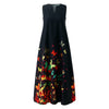 40# Butterfly Printed Sleeveless Long Dress Women V-neck tank Maxi Dress With Pockets Vintage Cami Summer Dress Robe Femme