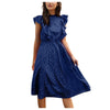 40# Dot Print Ruffles Dress Women Butterfly Sleeve Chiffon Dress Vintage Bohemian Dress Elegant Dresses Vestido Платье Летнее