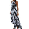 40# Halter Stripe Print Maxi Dress Women Sexy Sleeveless O-neck Summer Dress Bohemian Casual Dresses For Women robe Femme