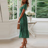40# summer dress  Women Little Country style Sexy Daisy Print Puff Sleeve Square Neck Dress Knee Length Dress Vestidos