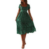 40# summer dress  Women Little Country style Sexy Daisy Print Puff Sleeve Square Neck Dress Knee Length Dress Vestidos