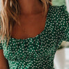 40# summer dress  Women Little Country style Sexy Daisy Print Puff Sleeve Square Neck Dress Knee Length Dress Vestidos
