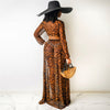 4239 cross border spring summer European and American women's Leopard Print Chiffon Skirt Suit two piece set (excluding underwea