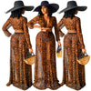 4239 cross border spring summer European and American women's Leopard Print Chiffon Skirt Suit two piece set (excluding underwea