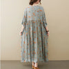 4XL 5XL 6XL Printed Floral Dress For Women 2023 Summer Short Sleeve Cotton Linen Long Dress Female Casual Boho Dress