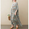 4XL 5XL 6XL Printed Floral Dress For Women 2023 Summer Short Sleeve Cotton Linen Long Dress Female Casual Boho Dress