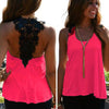 4XL Plus Size Crochet Lace Back Tank Top Women Backless Sexy Summer Top Casual Sleeveless Chiffon Vest Debardeur Fem Shirt Top