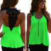 4XL Plus Size Crochet Lace Back Tank Top Women Backless Sexy Summer Top Casual Sleeveless Chiffon Vest Debardeur Fem Shirt Top
