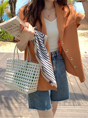 4colors korean style Summer Short sleeve solid color blazer womens jacket and coats casual Thin blazer womens (Xtb0474)