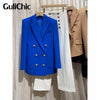 5.19 GuliChic Women  Double Breasted Casual Straight Blazer
