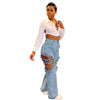 5 Star Patchwork Y2K Pants Baggy Women High Waist Jeans Hip Hop Trend Hole Casual Streetwear Straight Denim Trousers