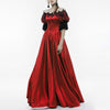 50% Sales  Halloween Party Women Medieval Off Shoulder Lace Patchwork Ball Gown Maxi Dress