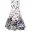 50'S 60'S Women Vintage Summer Dress Butterfly Print Casual White Evening Party Sleeveless Dress