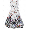50'S 60'S Women Vintage Summer Dress Butterfly Print Casual White Evening Party Sleeveless Dress