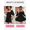 Womens Summer Dresses Square Neck Lantern Sleeve Tie Backless Ruffle A-Line Casual Dress