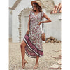 Women's Summer Maxi Dress Casual Floral V Neck Cap Sleeves Boho High Low Flowy Midi Long Sun Dresses