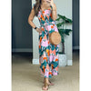 Women Summer Dresses 2023 Tie Strap Square Neck Smocked Ruffle Flowy Floral Print Boho Maxi Cocktail Dress