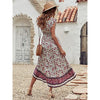 Women's Summer Maxi Dress Casual Floral V Neck Cap Sleeves Boho High Low Flowy Midi Long Sun Dresses