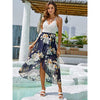 Blooming Jelly Women's Deep V Neck Sleeveless Summer Asymmetrical Floral Maxi Dress