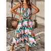 Women Summer Dresses 2023 Tie Strap Square Neck Smocked Ruffle Flowy Floral Print Boho Maxi Cocktail Dress