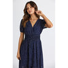 Women's Floral Wrap V-Neck Midi Dress Short Sleeve Boho Summer Beach Long Dress High Low Hem Smocked Dress Women