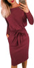 2023 Fall Dresses for Women Casual Long Sleeve Belted Party Bodycon Sheath Pencil Dress