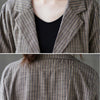 #5213 Spring Autumn Vintage Cotton Linen Blazer Women Vertrical Striped Blazer Female Loose Single Buttons Womens Blazers Jacket