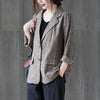 #5213 Spring Autumn Vintage Cotton Linen Blazer Women Vertrical Striped Blazer Female Loose Single Buttons Womens Blazers Jacket